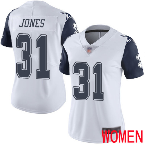 Women Dallas Cowboys Limited White Byron Jones #31 Rush Vapor Untouchable NFL Jersey